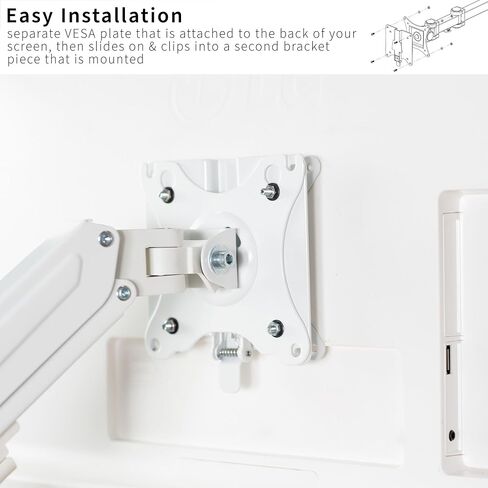 VIVO Adapter VESA Mount Quick Release Bracket Kit, Stand Attachment and Wall Mount Removable VESA Plate for Easy LCD Monitor and TV Screen Mounting, White, STAND-VAD2W in Kuwait