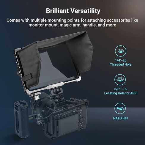 مجموعة قفص شاشة سموريج من أجل فيليوورلد LUT7 / S/برو، مع كابل HDMI ومشبك وسرود، تأتي مع فتحات تحديد الموقع 1.4 سم -50.8 سم، 1.9 سم -16 فتحة، سكة ناتو - 3837 in Kuwait