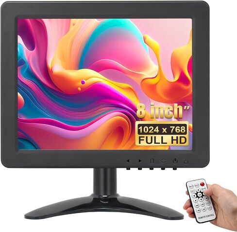 OSCY 7 Inch Small Monitor Mini HDMI Monitor 1024x600 Support HDMI VGA AV BNC Inputs, Built in Dual Speaker and Remote Contro, Tiny for PC/Mac/TV/Raspi/Camera/Gaming/CCTV in Kuwait