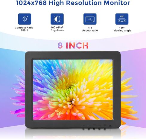OSCY 7 Inch Small Monitor Mini HDMI Monitor 1024x600 Support HDMI VGA AV BNC Inputs, Built in Dual Speaker and Remote Contro, Tiny for PC/Mac/TV/Raspi/Camera/Gaming/CCTV in Kuwait