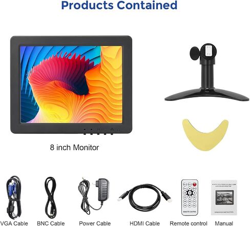 OSCY 7 Inch Small Monitor Mini HDMI Monitor 1024x600 Support HDMI VGA AV BNC Inputs, Built in Dual Speaker and Remote Contro, Tiny for PC/Mac/TV/Raspi/Camera/Gaming/CCTV in Kuwait