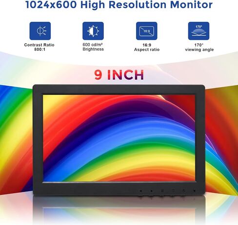 OSCY 7 Inch Small Monitor Mini HDMI Monitor 1024x600 Support HDMI VGA AV BNC Inputs, Built in Dual Speaker and Remote Contro, Tiny for PC/Mac/TV/Raspi/Camera/Gaming/CCTV in Kuwait