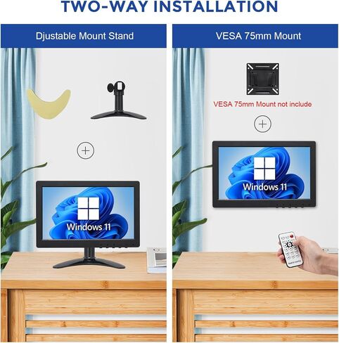 OSCY 7 Inch Small Monitor Mini HDMI Monitor 1024x600 Support HDMI VGA AV BNC Inputs, Built in Dual Speaker and Remote Contro, Tiny for PC/Mac/TV/Raspi/Camera/Gaming/CCTV in Kuwait