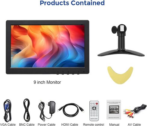 OSCY 7 Inch Small Monitor Mini HDMI Monitor 1024x600 Support HDMI VGA AV BNC Inputs, Built in Dual Speaker and Remote Contro, Tiny for PC/Mac/TV/Raspi/Camera/Gaming/CCTV in Kuwait