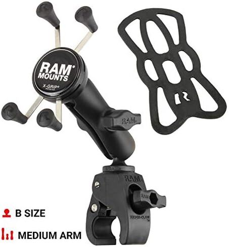 RAM MOUNTS X-Grip Small Phone Mount with RAM Tough-Claw Small Clamp Base RAM-B-400-HOL-UN7BU with Medium Arm for Motorcycle, ATV/UTV, Bike in Saudi Arabia