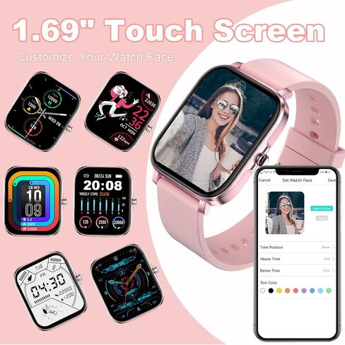Smart Watch for Men Women SmartWatch 1.83" for iPhone Samsung Android Phone Compatible, Fitness Tracker Watch with Pedometer, Heart Rate/Sleep Monitor, Blood Oxygen, IP68 Waterproof in Kuwait