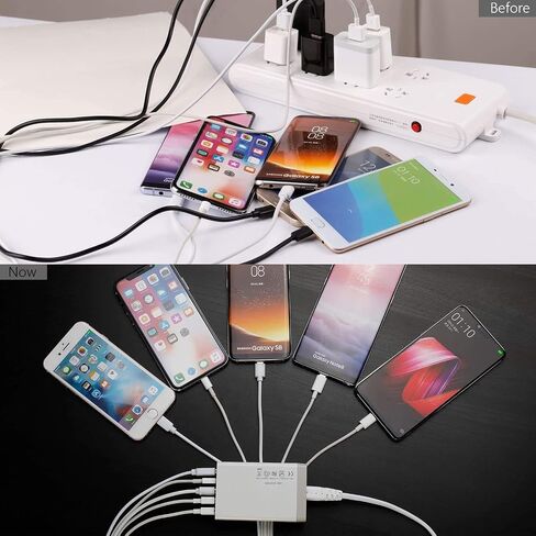 شاحن حائط USB مع 5 منافذ لأجهزة متعددة، شاحن حائط USB متعدد الاستخدامات بقدرة 40 وات 8 أمبير متوافق مع الأجهزة اللوحية والهاتف ومنتجات الأجهزة المحمولة وهواتف Android وجميع أجهزة منافذ USB in Kuwait