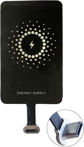 جهاز استقبال ومحول شحن لاسلكي سريع للغاية بمنفذ USB نوع C بقوة 1300 مللي امبير متوافق مع جوجل بكسل وسامسونج وهواوي وال جي وسوني وموتورولا ونوكيا وغيرها (اصدار قصير، راس معدني) من ماي ماكس in Kuwait