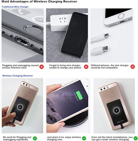 جهاز استقبال ومحول شحن لاسلكي سريع للغاية بمنفذ USB نوع C بقوة 1300 مللي امبير متوافق مع جوجل بكسل وسامسونج وهواوي وال جي وسوني وموتورولا ونوكيا وغيرها (اصدار قصير، راس معدني) من ماي ماكس in Kuwait