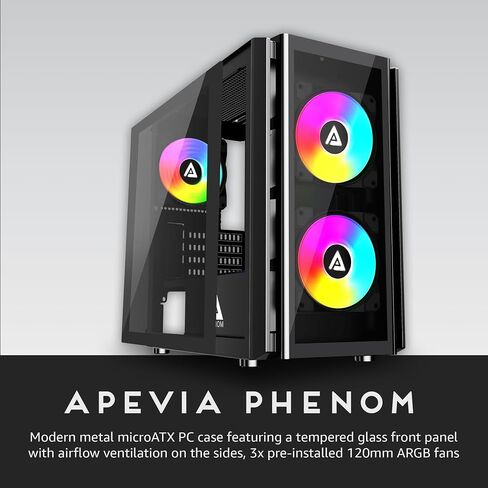 Apevia Phenom-BK Micro-ATX Gaming PC Case with 3X 120mm ARGB Fans in Saudi Arabia