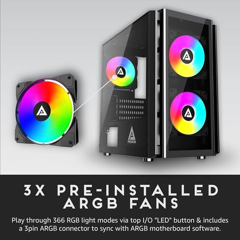 Apevia Phenom-BK Micro-ATX Gaming PC Case with 3X 120mm ARGB Fans in Saudi Arabia