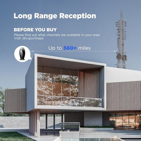 هوائي تلفزيون معزز للإشارة 2023 مع نطاق تغطية يزيد عن 530 ميلًا يدعم 4K 8K 1080p للتلفزيون الذكي عالي الدقة وأجهزة التلفزيون القديمة، معزز الإشارة الداخلية، كابل HDTV بطول 18 قدمًا in Kuwait