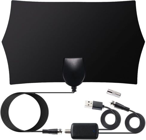 TV Antenna - Antenna TV Digital HD Indoor with 400+ Miles Range, 2023 Upgraded TV Antenna Indoor with Amplifier Signal Booster, HD Antenna for TV Indoor, Support 4K 1080p All TVs, 16ft Coax Cable in Kuwait