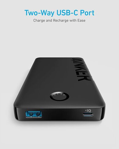 Anker Power Bank, 10,000mAh Portable Charger (PowerCore PIQ), High-Capacity Battery Pack for iPhone 15/15 Plus/15 Pro/15 Pro Max/14/14 Pro/Samsung/Pixel/LG (Cable and Charger Not Included)(Black) in Saudi Arabia