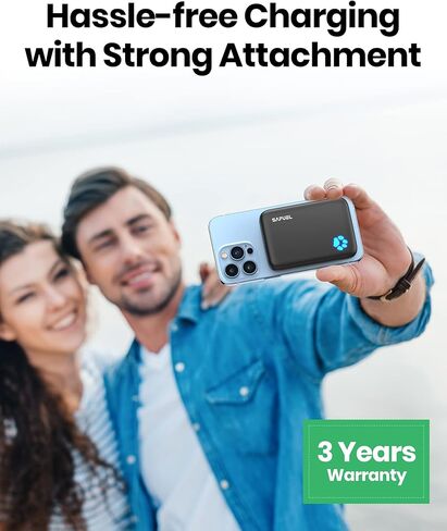 شاحن محمول مغناطيسي من SAFUEL، بنك طاقة مغناطيسي لاسلكي بقدرة 10000 مللي أمبير في الساعة، بنك بطارية شحن سريع 20 وات PD QC3.0، حزمة بطارية USB C داخل وخارج لهاتف iPhone 14 13 12 Pro Max Mini Plus وحقيبة مغناطيسية in Kuwait