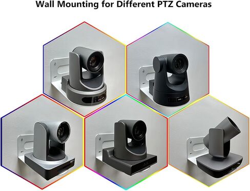PTZ Camera Wall Mount Bracket with Shock Absorption Pad & Cable Management, Compatible with PTZ-0pticss S0ny HuddIeCamHD AVKANS and Other Brands, Super Strong Metal Build (Black Pro) in Saudi Arabia