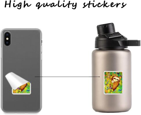 50 قطعة من ملصقات الكسلان اللطيفة مقاومة للماء من الفينيل للجوال واللابتوب وزجاجة المياه ولوح التزلج والامتعة والسيارة وممتص الصدمات والمراة والكتاب والباب والنافذة هدايا للبنات والاطفال والمراهقين in Kuwait