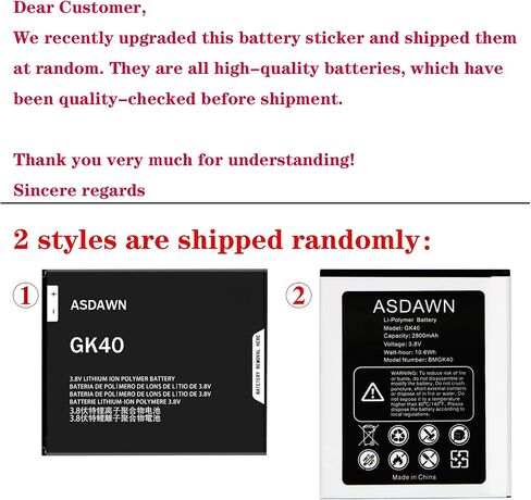 ASDAWN GK40 Battery Replacement for Motorola, Moto G4 Play Battery SNN5976A for Motorola E3, E4, G4 Play, G5, XT1601, XT1603, XT1607 XT1609, XT1675, XT1700, XT1765, XT1766, XT1767PP in Saudi Arabia