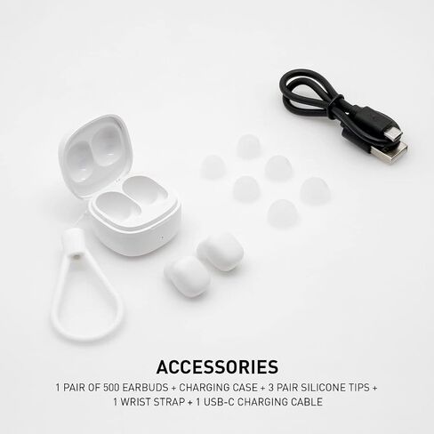 ADV. 500 True Wireless Earbuds, World's Smallest Wireless BT 5.2 Earphones Wide-Range Connection, Touch Control, Built-in Mic, Powerful Sound with Deep Bass [White] in Kuwait