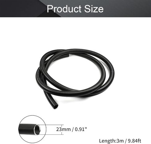 Jutagoss 0.9 "ID.x 9.84ft أنابيب الأسلاك المموجة غير المنفصلة، ​​أنابيب مرنة من البولي إيثيلين لحماية الأسلاك باللون الأسود قطعة واحدة in Kuwait