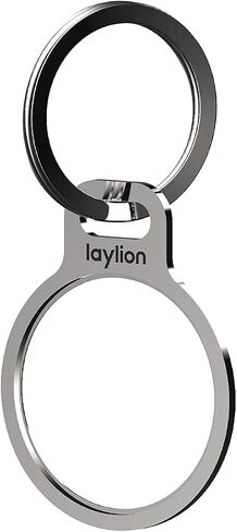 Keychain for Apple Airtags Holder, Mirror Polished Stainless Steel Ring Minimalist Slim Thin AirTag Secure Case with Strap Installed at the Gap of Battery Cover in Kuwait