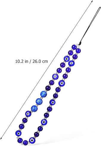 Milisten 2 Pcs Beaded Phone Charm, Evil Eye Beaded Phone Lanyard, Blue and White Phone Lanyard Wrist Strap, Decorative Phone Chain Wrist Strap Gemstone Keychain for Women Girls in Kuwait