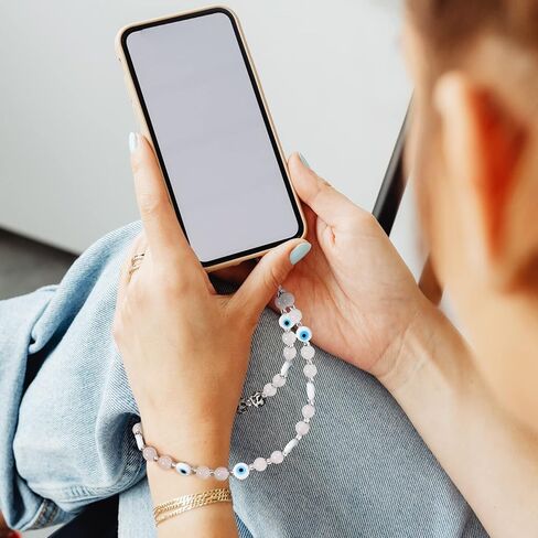 Milisten 2 Pcs Beaded Phone Charm, Evil Eye Beaded Phone Lanyard, Blue and White Phone Lanyard Wrist Strap, Decorative Phone Chain Wrist Strap Gemstone Keychain for Women Girls in Kuwait