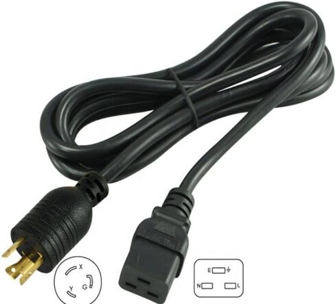 Toptekits Heavy-Duty Power Cord NEMA L6-20P to C19 for PDU and UPS 10ft/3m, 20A, 250V, 12AWG, IEC-320-C19 to NEMA L6-20P Power Cable, UL Listed in Saudi Arabia