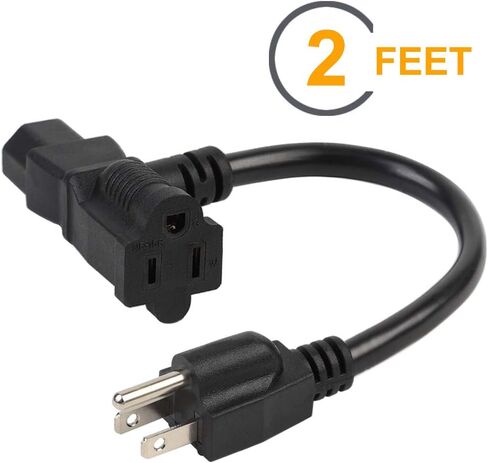 2 قدم/0.6 متر Nema 5-15P ذكر إلى C13/ Nema 5-15R سلك طاقة على الظهر، UL CUL SJT 14AWG 3C، بديل لـ Daisy Chain Pro Audio DJ إلخ in Saudi Arabia