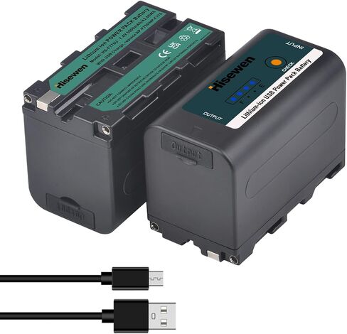 Hisewen 2Pcs NP-F750 Rechargeable Battery with USB Charging Port fits for Sony NPF F960 F750 F550 F980 F930 F770 F970, NP-F Batteries for LED Video Light YN660 LED308 in Saudi Arabia