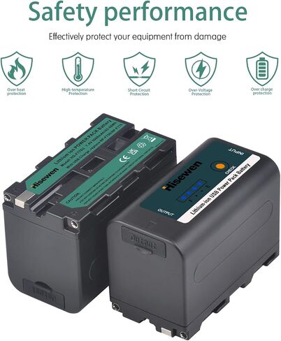 Hisewen 2Pcs NP-F750 Rechargeable Battery with USB Charging Port fits for Sony NPF F960 F750 F550 F980 F930 F770 F970, NP-F Batteries for LED Video Light YN660 LED308 in Saudi Arabia
