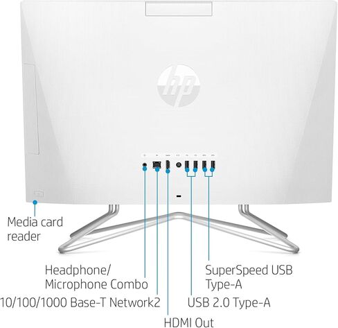 HP All-in-One Desktop Computer, 21.5" 1080P FHD Display, 32GB RAM, 1TB SSD, Intel Duel Core Celeron Processor, Webcam, WiFi, HDMI, Wired Keyboard&Mouse, P500 Portable SSD, Windows 11 in Saudi Arabia