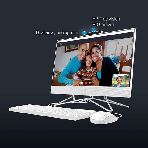 HP All-in-One Desktop Computer, 21.5" 1080P FHD Display, 32GB RAM, 1TB SSD, Intel Duel Core Celeron Processor, Webcam, WiFi, HDMI, Wired Keyboard&Mouse, P500 Portable SSD, Windows 11 in Saudi Arabia