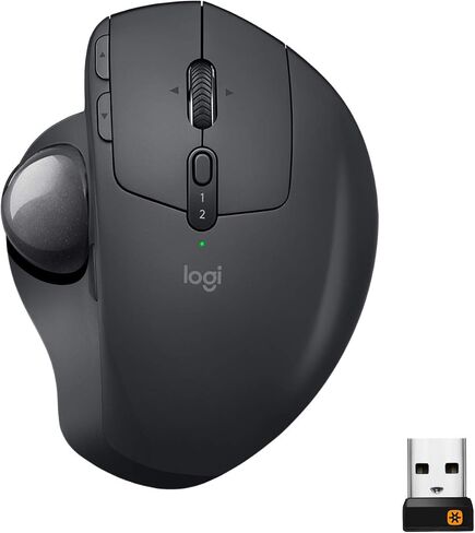 Logitech MX Ergo Wireless Trackball Mouse, Ergonomic Design, Move Content Between 2 Windows and Apple Mac Computers (Bluetooth or USB), Rechargeable - With Free Adobe Creative Cloud Subscription in Saudi Arabia