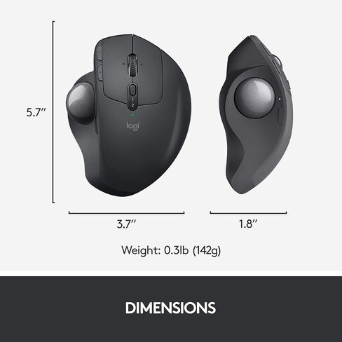 Logitech MX Ergo Wireless Trackball Mouse, Ergonomic Design, Move Content Between 2 Windows and Apple Mac Computers (Bluetooth or USB), Rechargeable - With Free Adobe Creative Cloud Subscription in Saudi Arabia