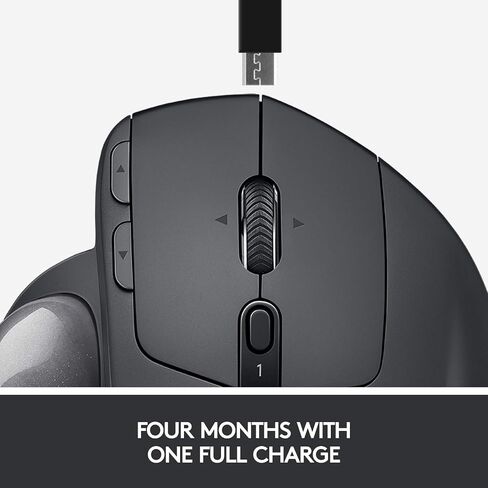 Logitech MX Ergo Wireless Trackball Mouse, Ergonomic Design, Move Content Between 2 Windows and Apple Mac Computers (Bluetooth or USB), Rechargeable - With Free Adobe Creative Cloud Subscription in Saudi Arabia