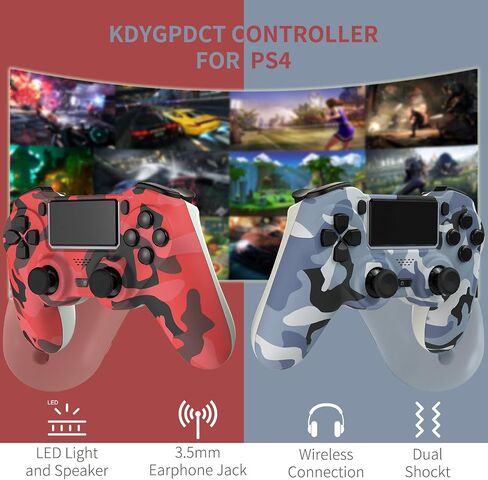 KDYGPDCT 2 Pack Wireless Controller for PS4/Pro/PS3,Wireless Remote Gamepad with 1000mAh Battery | Double Shock | Audio | 6-Axis Motion Sensor | Share Button (Red + Blue) in Saudi Arabia