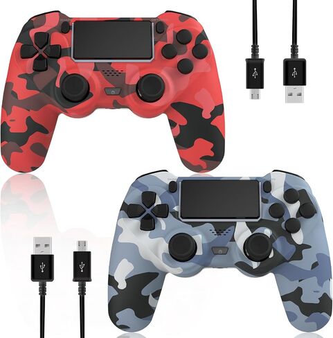 KDYGPDCT 2 Pack Wireless Controller for PS4/Pro/PS3,Wireless Remote Gamepad with 1000mAh Battery | Double Shock | Audio | 6-Axis Motion Sensor | Share Button (Red + Blue) in Saudi Arabia