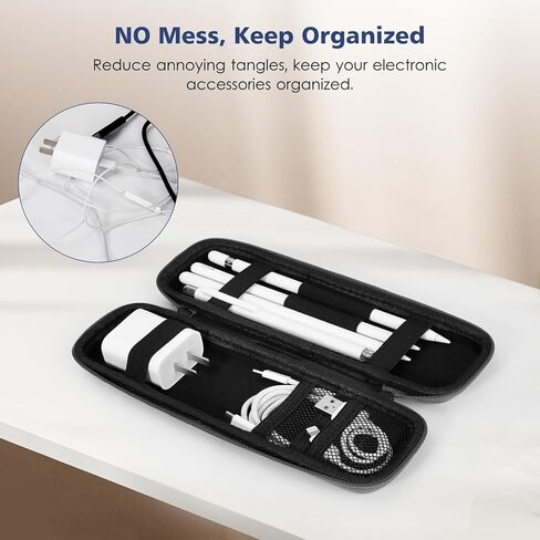 DTTO Holder Case for Apple Pencil Pro/Apple Pencil (1st/2nd Gen) / Apple Pencil (USB-C), PU Leather Hard Protective Storage Case for iPad Pencil Accessories, USB Cable, Samsung Stylus, Black in Kuwait