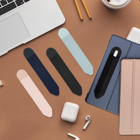 Apple Pencil Holder, 5 Pack Durable Elastic Apple Pencil (1st and 2nd Gen) Case Pocket, Adhesive Sleeve Pouch for iPad 8.3/9.7/10.2/10.5/11/12.9 Inch (Black Black) in Kuwait