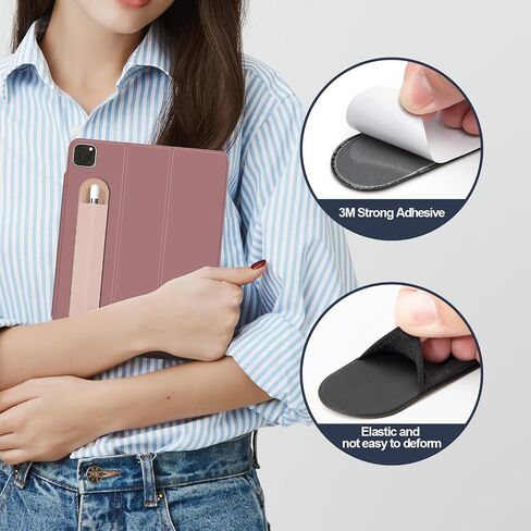 Apple Pencil Holder, 5 Pack Durable Elastic Apple Pencil (1st and 2nd Gen) Case Pocket, Adhesive Sleeve Pouch for iPad 8.3/9.7/10.2/10.5/11/12.9 Inch (Black Black) in Kuwait