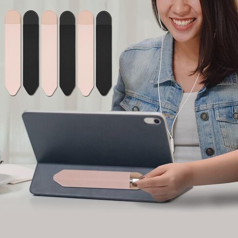 Apple Pencil Holder, 5 Pack Durable Elastic Apple Pencil (1st and 2nd Gen) Case Pocket, Adhesive Sleeve Pouch for iPad 8.3/9.7/10.2/10.5/11/12.9 Inch (Black Black) in Kuwait