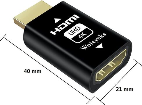 Woieyeks 2K HDMI EDID المحاكي، محول محاكي العرض لـ Thunderbolt (منفذ عرض صغير/منفذ العرض) إلى محول HDMI KVM/موسع/مستقبل AV/مقسمات الفيديو تدعم 1080@60 هرتز (عبوتان) in Kuwait