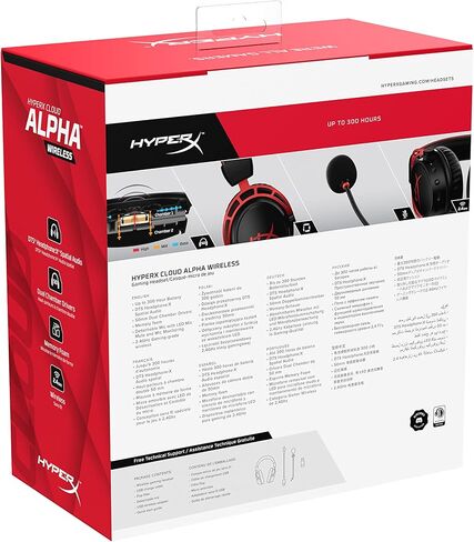 HyperX Cloud Alpha Wireless Gaming Headset for PC with DTS Headphone:X Spatial Audio, Noise-Canceling Mic, Dual Chamber Drivers, Durable Aluminum Frame - 300-Hour Life, Red (Renewed) in Saudi Arabia