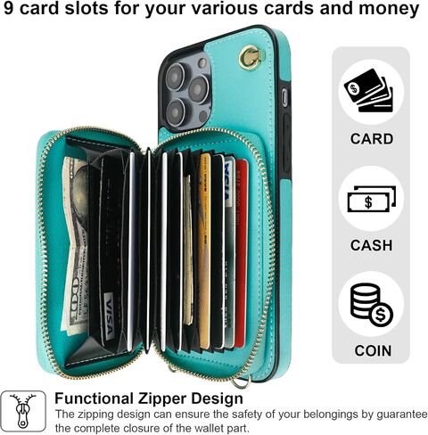 Bocasal Multi-Slot Crossbody Wallet Case for iPhone 14 Pro Max, Black in Saudi Arabia