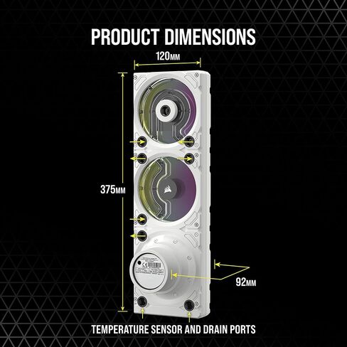 CORSAIR Hydro X Series XD7 RGB Pump/Reservoir Combo (360mm Distribution Plate System, D5 PWM Pump, 140 ml Reservoir, 36 Individually Addressable RGB LEDs, Temperature Sensor) White in Saudi Arabia