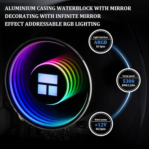 Thermalright Frozen Notte 360 Black ARGB Water Cooling CPU Cooler, 360 Black CPU Cooler Specifications, 3×120mm PWM Fans, S-FDB V2 Bearings, Suitable for AMD/AM4/AM5, Intel 1700/1150/1151/1200/2011 in Saudi Arabia