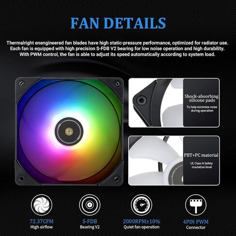 Thermalright Frozen Notte 360 Black ARGB Water Cooling CPU Cooler, 360 Black CPU Cooler Specifications, 3×120mm PWM Fans, S-FDB V2 Bearings, Suitable for AMD/AM4/AM5, Intel 1700/1150/1151/1200/2011 in Saudi Arabia