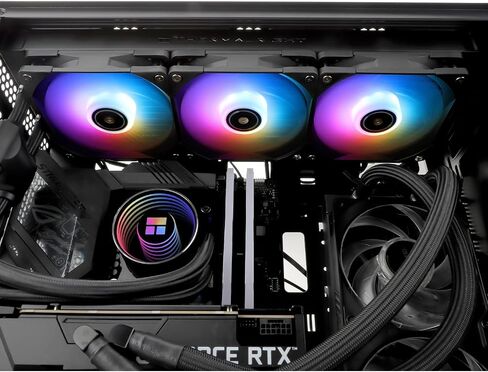 Thermalright Frozen Notte 360 ​​Black ARGB Water Cooling CPU Cooler، مواصفات مبرد وحدة المعالجة المركزية 360 أسود، مراوح PWM 3 × 120 مم، محامل S-FDB V2، مناسبة لـ AMD/AM4/AM5، Intel 1700/1150/1151/1200/2011 in Kuwait