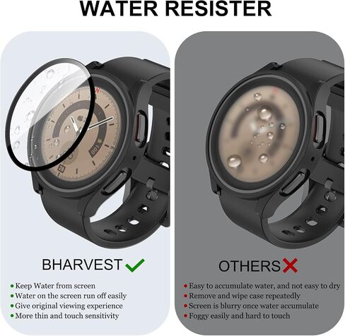 [4+6 Pack] BHARVEST for Samsung Galaxy Watch 5 Pro 45mm Screen Protector and Case, 4 Packs Hard PC Frame Cover with 6 Sets Tempered Glass Protective Film for Galaxy Watch 5 Pro 45mm in Kuwait